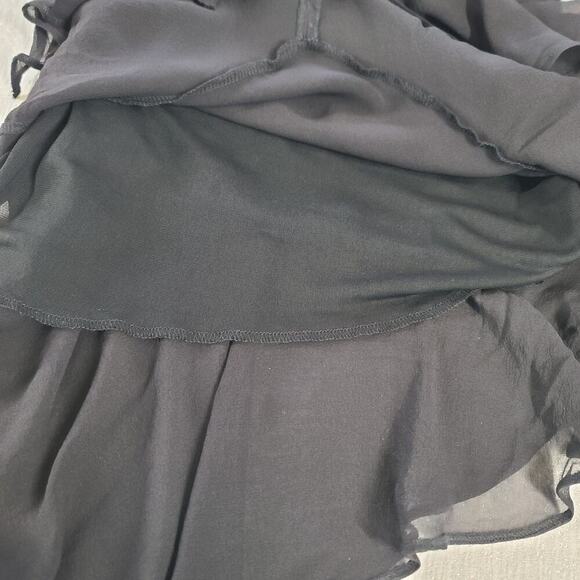 Orna Faro Vintage Y2K women's black silk ruffle tiers one shoulder dress Sz 40 - Picture 8 of 8